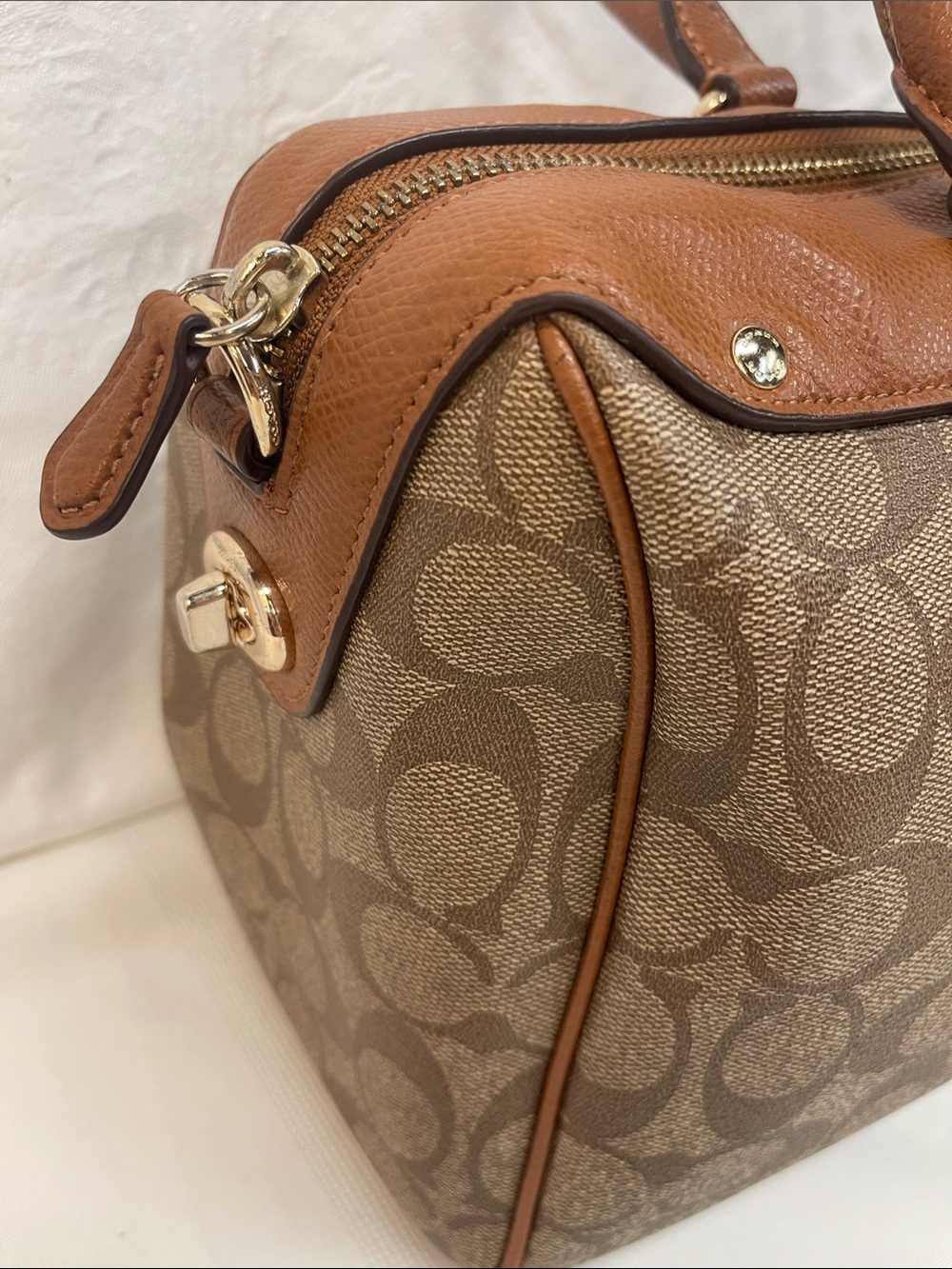 Coach Mini Bennett Satchel Signature Canvas smooth leather no strap - Picture 5 of 16